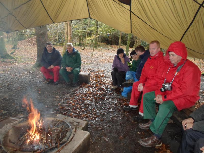 Ernest, Spud, Becky, Nick, Andrew, Paul &amp; Russ waiting for the fire to heat up